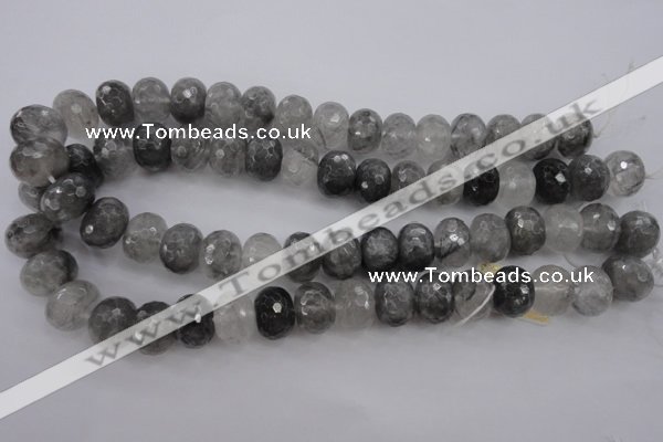 CCQ286 15.5 inches 12*16mm faceted rondelle cloudy quartz beads