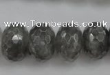 CCQ287 15.5 inches 12*18mm faceted rondelle cloudy quartz beads