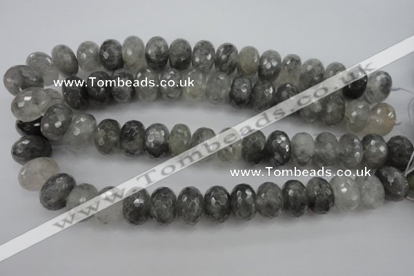 CCQ287 15.5 inches 12*18mm faceted rondelle cloudy quartz beads