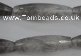 CCQ290 15.5 inches 10*35mm faceted rice cloudy quartz beads