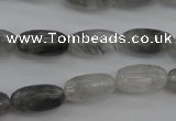 CCQ291 15.5 inches 8*16mm faceted rice cloudy quartz beads