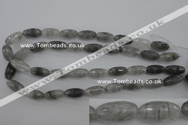 CCQ292 15.5 inches 10*20mm faceted rice cloudy quartz beads