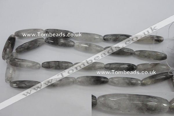 CCQ293 15.5 inches 10*35mm faceted rice cloudy quartz beads