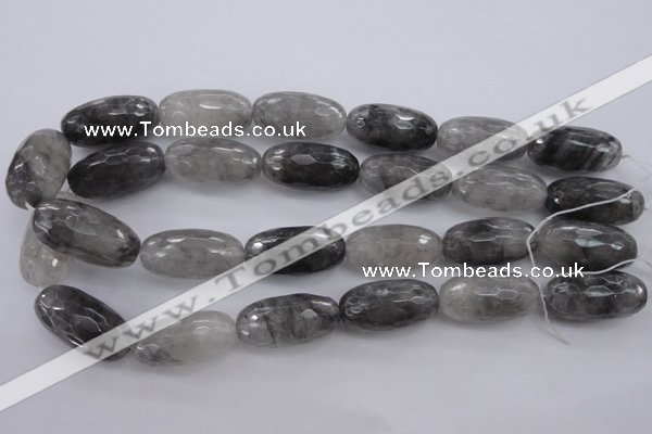 CCQ294 15.5 inches 15*30mm faceted rice cloudy quartz beads