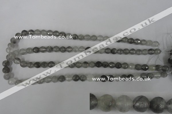 CCQ312 15.5 inches 8mm faceted round cloudy quartz beads wholesale