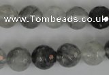 CCQ314 15.5 inches 12mm faceted round cloudy quartz beads wholesale