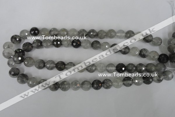 CCQ314 15.5 inches 12mm faceted round cloudy quartz beads wholesale