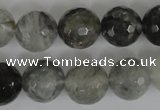 CCQ315 15.5 inches 14mm faceted round cloudy quartz beads wholesale