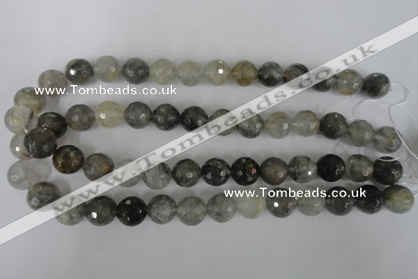 CCQ315 15.5 inches 14mm faceted round cloudy quartz beads wholesale