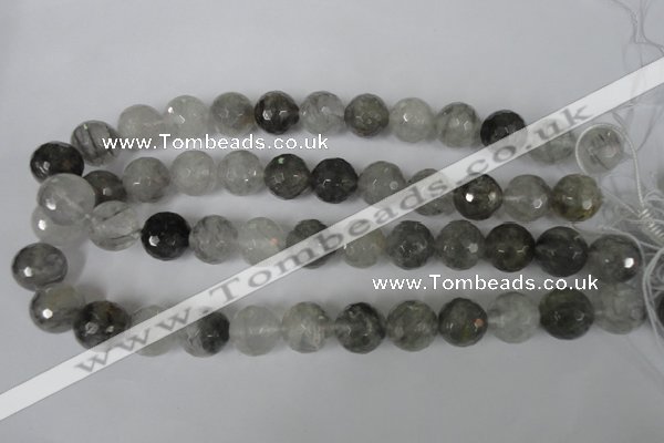 CCQ316 15.5 inches 16mm faceted round cloudy quartz beads wholesale