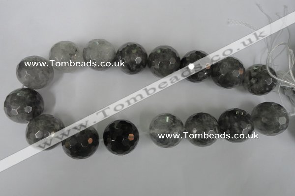 CCQ320 15.5 inches 25mm faceted round cloudy quartz beads wholesale