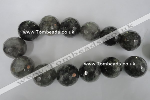 CCQ321 15.5 inches 30mm faceted round cloudy quartz beads wholesale