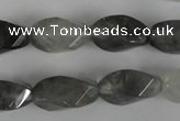 CCQ358 15.5 inches 10*20mm twisted rice cloudy quartz beads wholesale