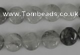 CCQ370 15.5 inches 12mm flat round cloudy quartz beads wholesale