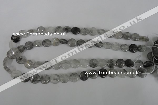 CCQ370 15.5 inches 12mm flat round cloudy quartz beads wholesale