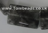 CCQ442 15.5 inches 25*35mm flat tube cloudy quartz beads wholesale