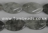 CCQ455 15.5 inches 15*25mm twisted oval cloudy quartz beads wholesale