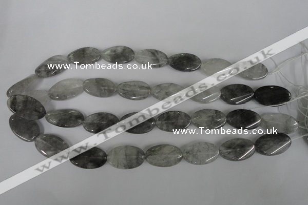 CCQ455 15.5 inches 15*25mm twisted oval cloudy quartz beads wholesale