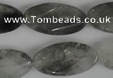 CCQ456 15.5 inches 15*30mm twisted oval cloudy quartz beads wholesale