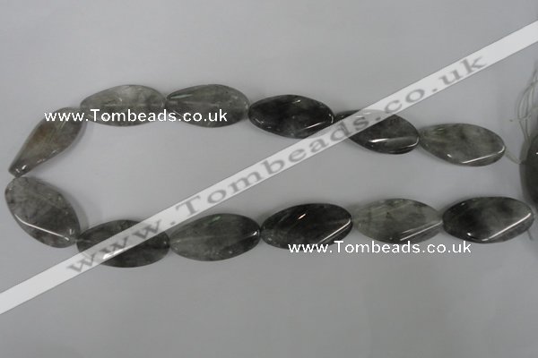 CCQ458 15.5 inches 18*35mm twisted oval cloudy quartz beads wholesale