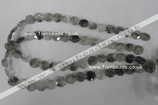 CCQ464 15.5 inches 12mm faceted coin cloudy quartz beads wholesale