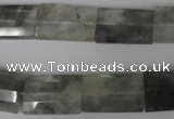 CCQ498 15.5 inches 13*20mm faceted flat tube cloudy quartz beads