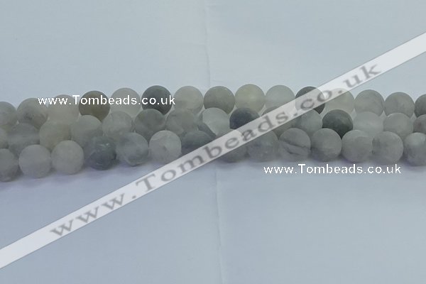 CCQ564 15.5 inches 12mm round matte cloudy quartz beads wholesale