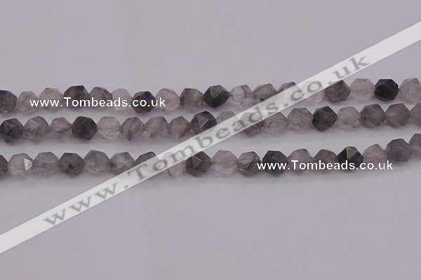 CCQ572 15.5 inches 8mm faceted nuggets cloudy quartz beads