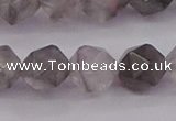 CCQ574 15.5 inches 12mm faceted nuggets cloudy quartz beads