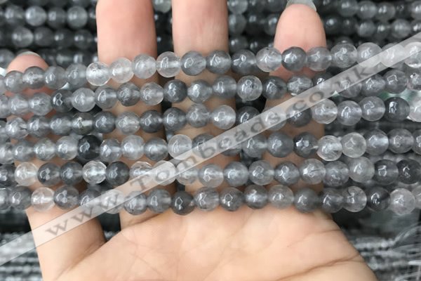 CCQ581 15.5 inches 6mm faceted round cloudy quartz beads wholesale