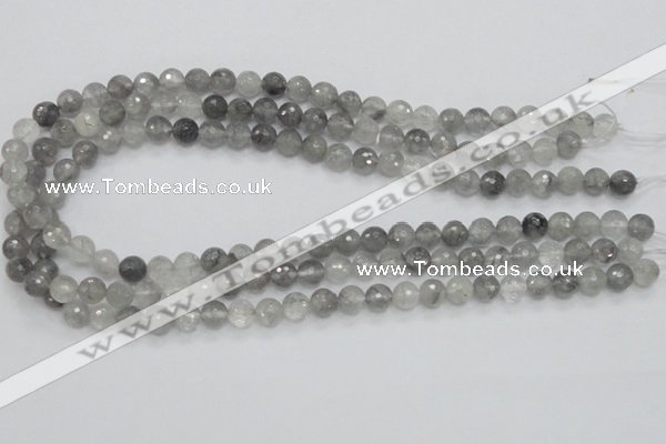 CCQ59 15.5 inches 8mm faceted round cloudy quartz beads wholesale