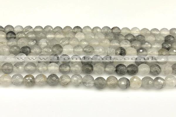 CCQ600 15 inches 6mm faceted round cloudy quartz beads