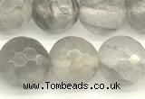 CCQ602 15 inches 10mm faceted round cloudy quartz beads