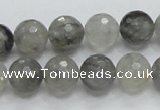 CCQ61 15.5 inches 12mm faceted round cloudy quartz beads wholesale