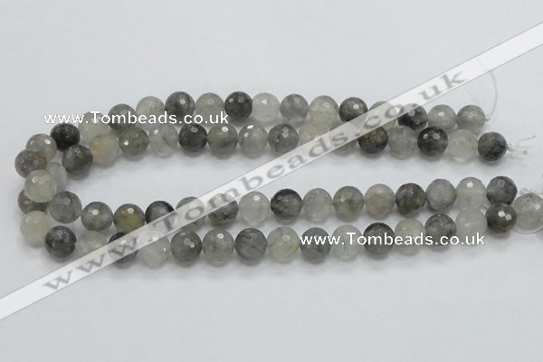 CCQ61 15.5 inches 12mm faceted round cloudy quartz beads wholesale