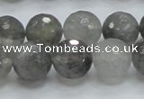 CCQ62 15.5 inches 14mm faceted round cloudy quartz beads wholesale