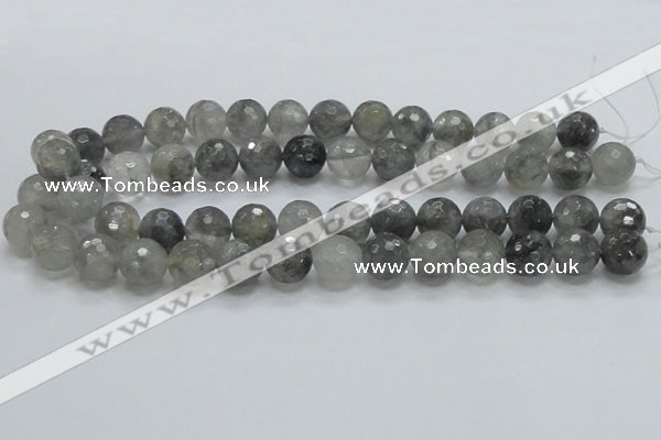 CCQ62 15.5 inches 14mm faceted round cloudy quartz beads wholesale