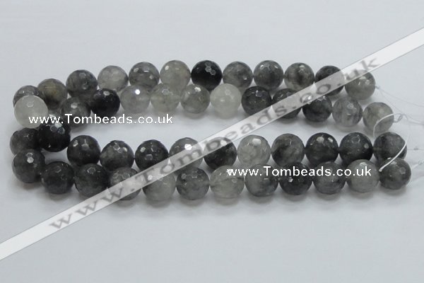 CCQ63 15.5 inches 16mm faceted round cloudy quartz beads wholesale