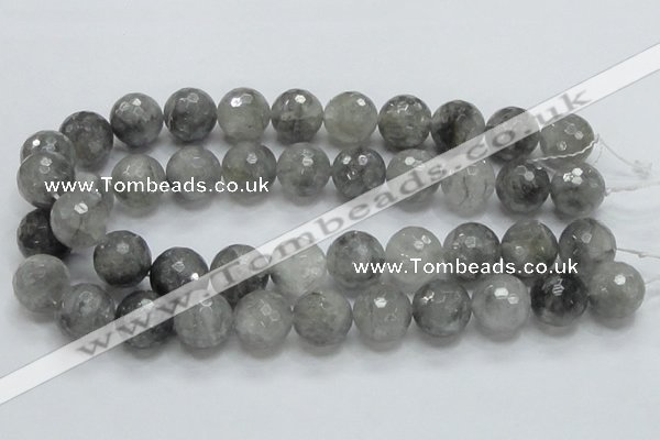 CCQ64 15.5 inches 18mm faceted round cloudy quartz beads wholesale