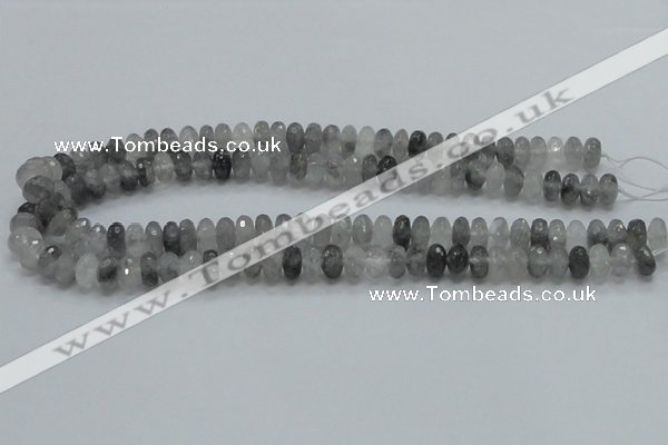 CCQ74 15.5 inches 7*10mm faceted rondelle cloudy quartz beads wholesale