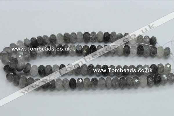 CCQ76 15.5 inches 8*14mm faceted rondelle cloudy quartz beads wholesale