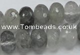 CCQ78 15.5 inches 10*16mm faceted rondelle cloudy quartz beads wholesale