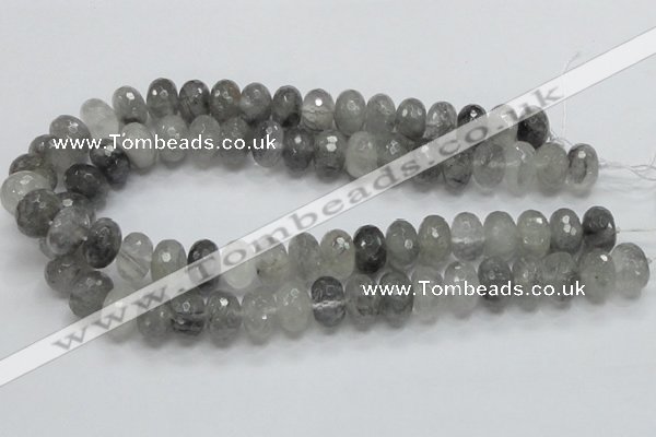 CCQ78 15.5 inches 10*16mm faceted rondelle cloudy quartz beads wholesale
