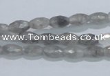 CCQ90 15.5 inches 6*10mm faceted rice cloudy quartz beads wholesale