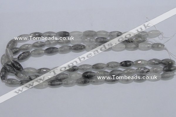 CCQ92 15.5 inches 8*16mm faceted rice cloudy quartz beads wholesale