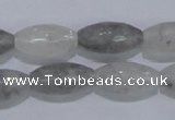 CCQ93 15.5 inches 10*20mm faceted rice cloudy quartz beads wholesale