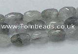 CCQ97 15.5 inches 8*12mm faceted egg-shaped cloudy quartz beads