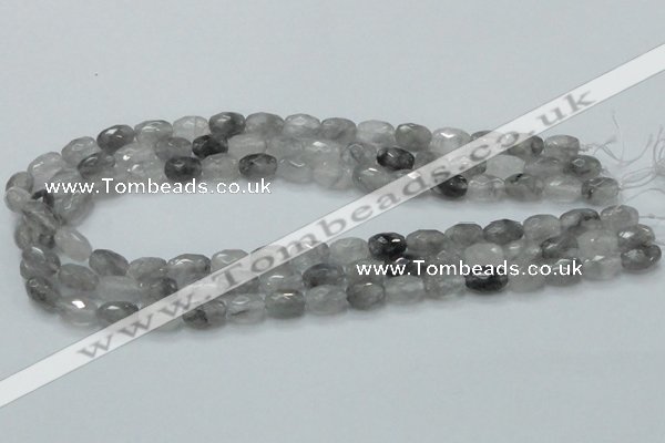 CCQ97 15.5 inches 8*12mm faceted egg-shaped cloudy quartz beads