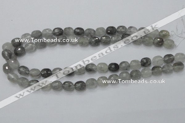 CCQ98 15.5 inches 10*12mm faceted egg-shaped cloudy quartz beads