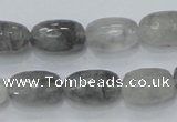 CCQ99 15.5 inches 10*16mm faceted egg-shaped cloudy quartz beads